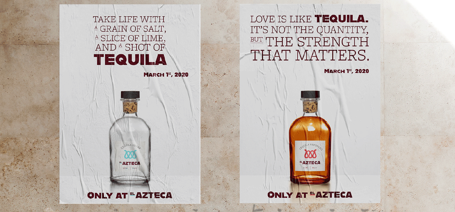 El Azteca tequila advertising posters