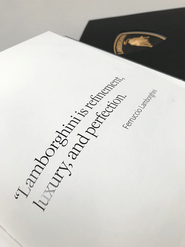 Lamborghini book spread and cover